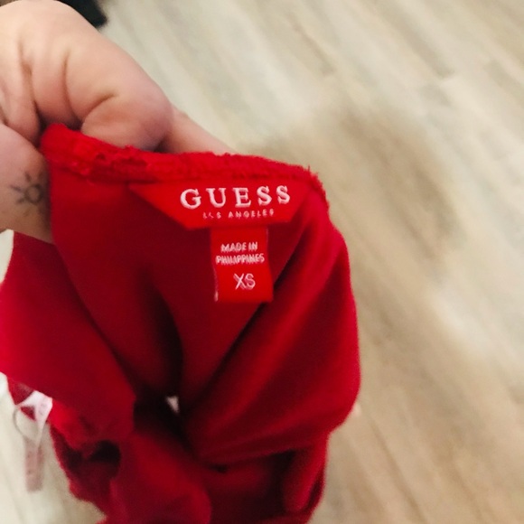 Red Lace Off-Shoulder Bodysuit - Picture 2 of 2